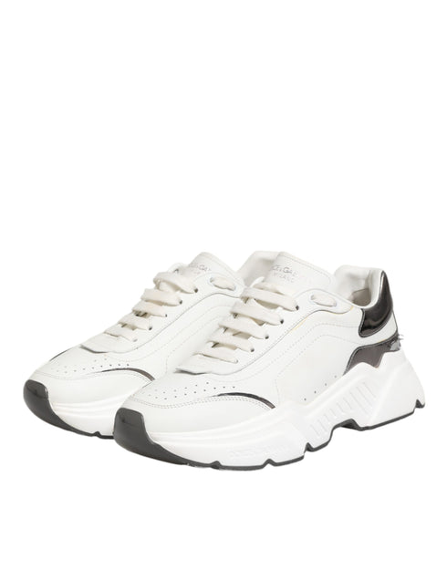 Dolce & Gabbana White Silver DAYMASTER Leather Sneakers Men Shoes